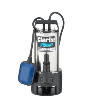 Clarke PSSV2A 1½" 900W 208Lpm 8m Head Stainless Steel Submersible Dirty Water Pump with Float Switch (230v)